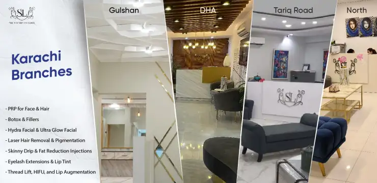 Advanced skin care and beauty treatments at DHA, Tariq Road, North Nazimabad, and Gulshan-e-Iqbal clinics in Karachi